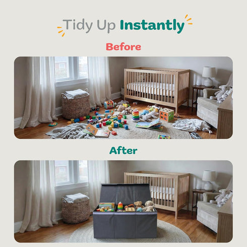 37"x16"x14" SoftOwl Extra Large Toy Storage Organizer with Lid - Sturdy, Collapsible Toy Chest Storage Box Design