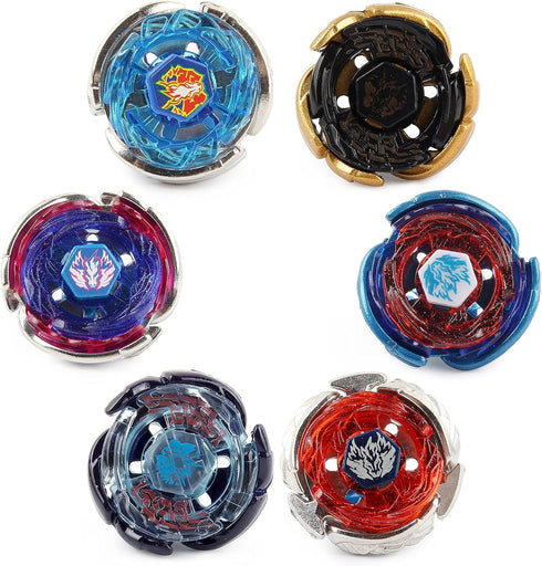 Gyros 6 Pieces Pack, Battling Tops Metal Fusion Starter Set with Stickers and Two Launchers for Kids Age 6+