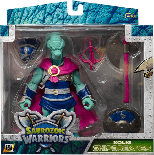 Saurozoic 6 Inch 1:12 Boss Fight Studio Warrior Kolig Shipbreaker Brontosaurus VikingFuturistic, Armored Dinosaur Hero
