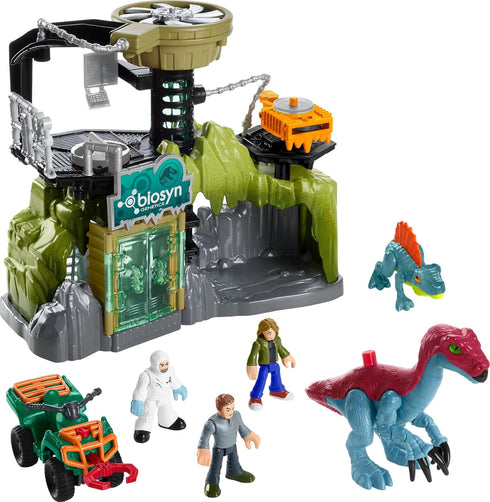 Fisher-Price Imaginext Jurassic World Toy Dinosaur Lab Playset with Owen Grady, Maisie & Dr. Grant Figures for Kids 3+
