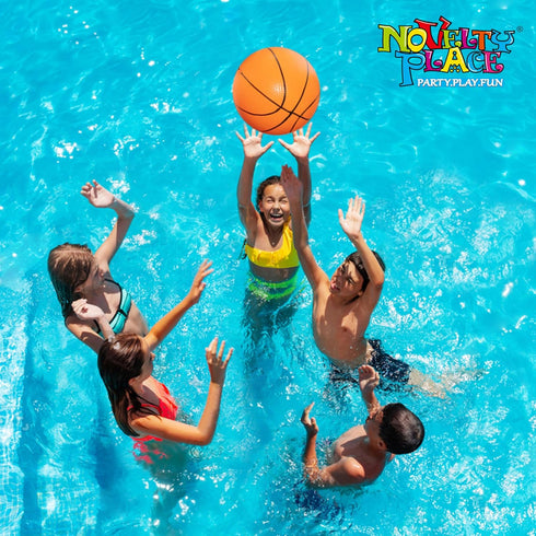 Novelty Place 12 Inch Inflatable Basketball Beach Balls Pack of 3, Durable for Indoor and Outdoor Play, Party Favors.