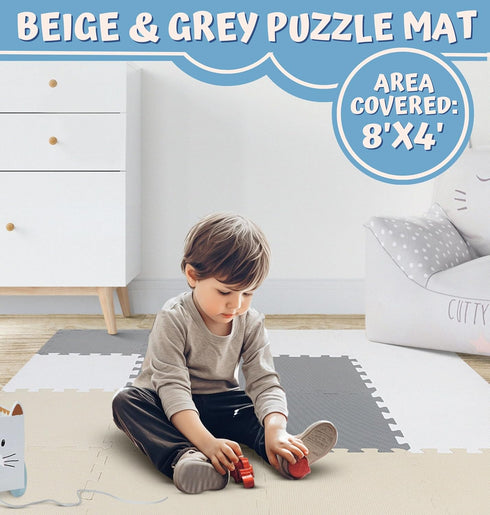 32-Pack 12x12 TOYVELT Foam Puzzle Floor Mat for Kids - Interlocking EVA Play Mats with Colors - Educational, Non-Toxic