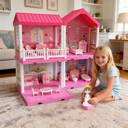 VEMBAP 52 Pcs Dollhouse Furniture, Doll House Accessories and Furniture, Kitchen, Bedroom, Living Room, Bathroom