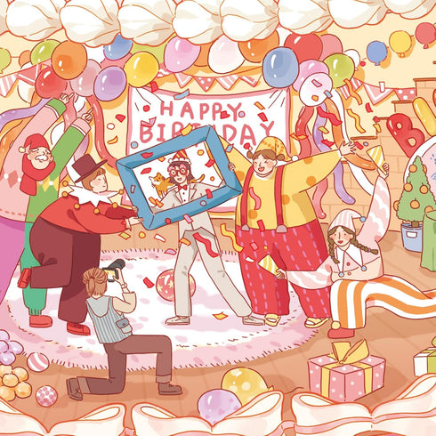 Birthday Irregular Puzzles for Adults - MOMIBOOK 481 Pieces Birthday Cake Cabin Jigsaw Puzzle