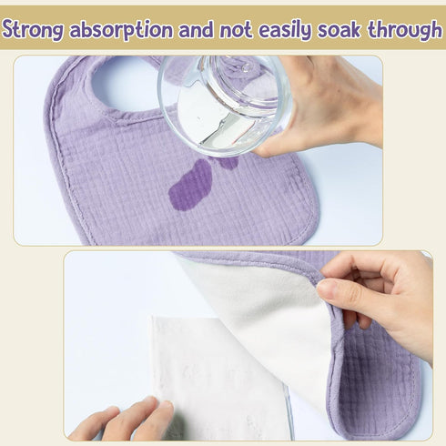 Zainpe 6Pcs Soft Absorbent Muslin Cotton Baby Bibs, Adjustable Bandana Drool Bib for Boy Girl 0-36 Months