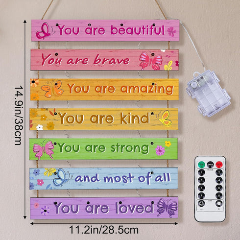 8 FIOBEE Girls Room Dcor for Teen Girls Boys with LED Light Wall Decor for Bedroom Motivational Inspirational Wall Art