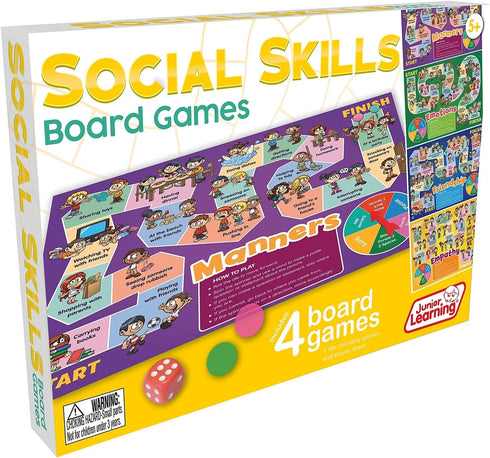 Junior Learning Social Skills Board Games - 4 Games for Ages 5-8, Empathy & Manners, Grade 1-2