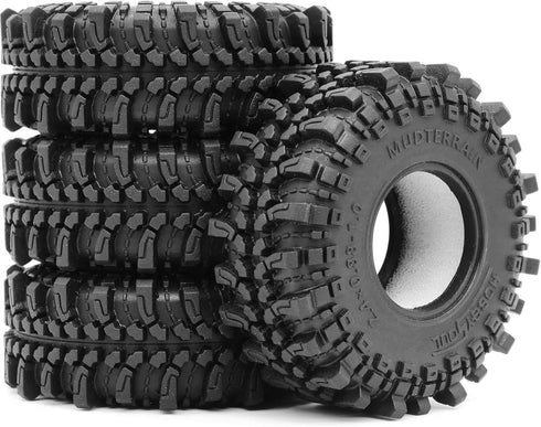HOBBYSOUL 1.0 Mud Tires, 61 * 22.4mm Super Soft Sticky Crawler Tires for RC 1/18 TRX4M 1/24 AX24 SCX24