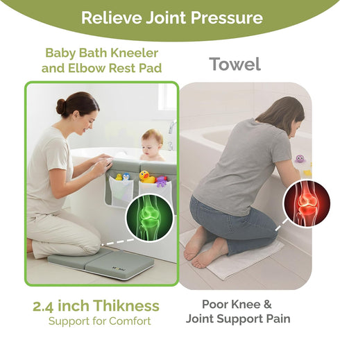 Elbow Set 1.5" 6 Wobbi Baby Bath Kneeler and Rest Pad - Thick Memory Foam Knee Pad for Bathing Babies - Suction Cups