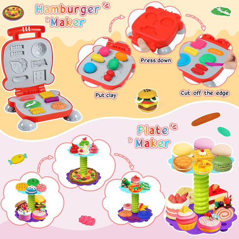 Vunrahsg 4 1 Set 3-5 4-8 59Pcs Playset 3 4 5 6 7 8 in Color Dough for Kids Play Kitchen Ice Cream Slime Tools