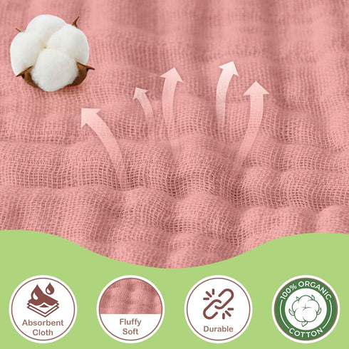100% 32x32 Inch 2 Pack Organic Cotton Muslin Baby Hooded Towels Soft & Absorbent Baby Towels for Newborn for Boys