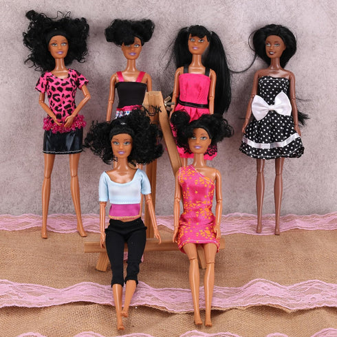 12 Piece African American Toy Doll Playset - 11.8" Premium Fashion Diversity Dolls for Kids