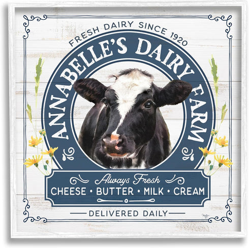 Stupell Industries Rustic Dairy Farm Ad Framed Giclee Art by Mollie B.