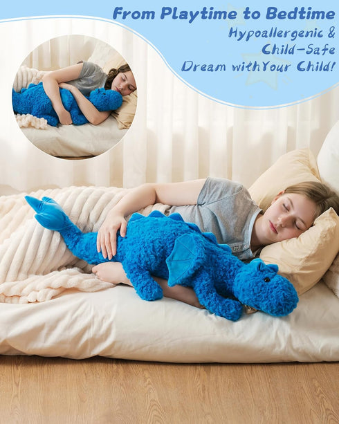 5Lbs 35.4", Weighted Stuffed Animal Heavy Soft Dragon Plush Toy, Pink Weighted Dragon Stuffed Animal for Kids