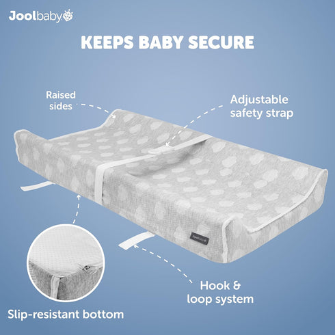 Jool Baby Serenity Soft Changing Pad + Washable Cover, Non-Slip - Fits Standard Changing Tables & Dressers (Cloud