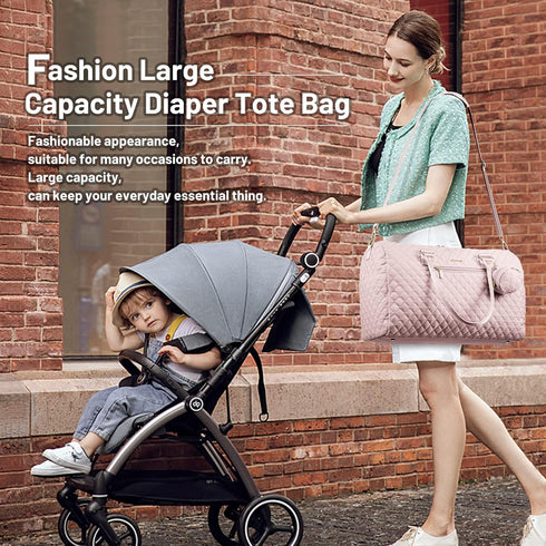 Mommy LOVEVOOK Diaper Bag Tote with Pacifier Case and Changing Pad, Large Capacity Bag for Hospital and Weekender