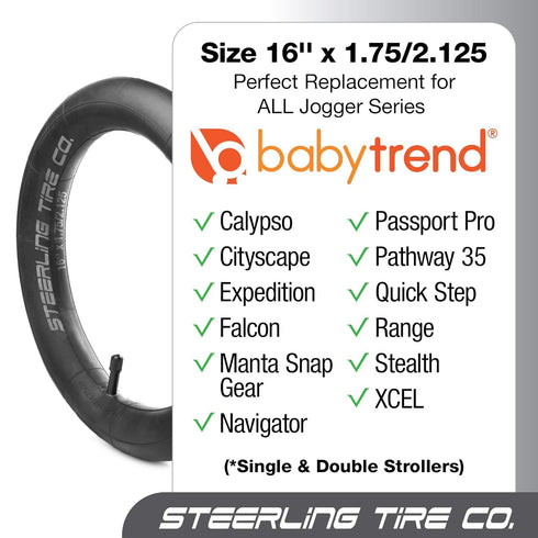 16 x 1.75/1.95/2.125 HEAVY DUTY Thorn Resistant Inner Tube Replacement for Baby Trend Expedition Jogger Strollers