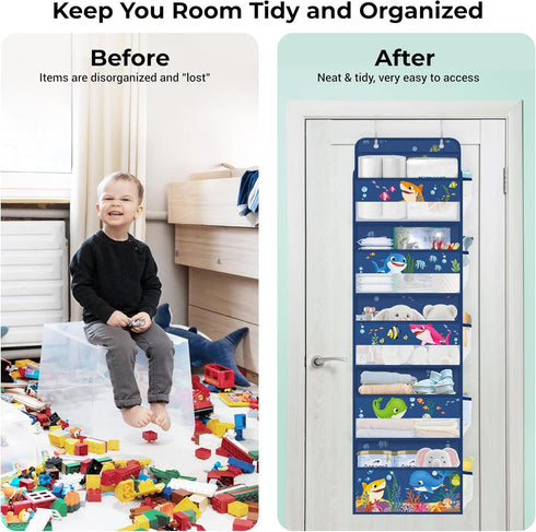 Closet 5-Tier Clastyle Ocean Animals Over the Door Organizer Fish Nursery Hanging Storage Organizer for Kids Clothes