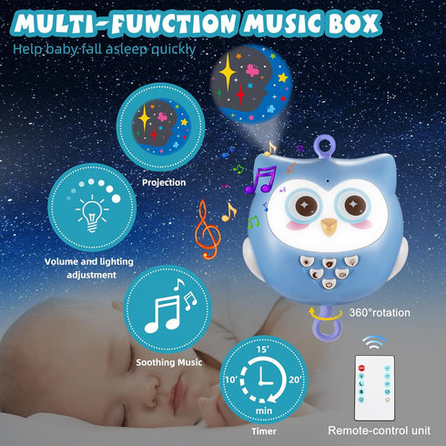 Baby Crib Mobile with Music and Lights for Boys Musical Mobile Animals for Crib Bassinet Girls Toys Hanging Portable