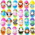 ThinkMax 24 pcs Easter Eggs Filled with Mini Plush Animals Toy for Basket Stuffers/Fillers, Hunt, Party Favor