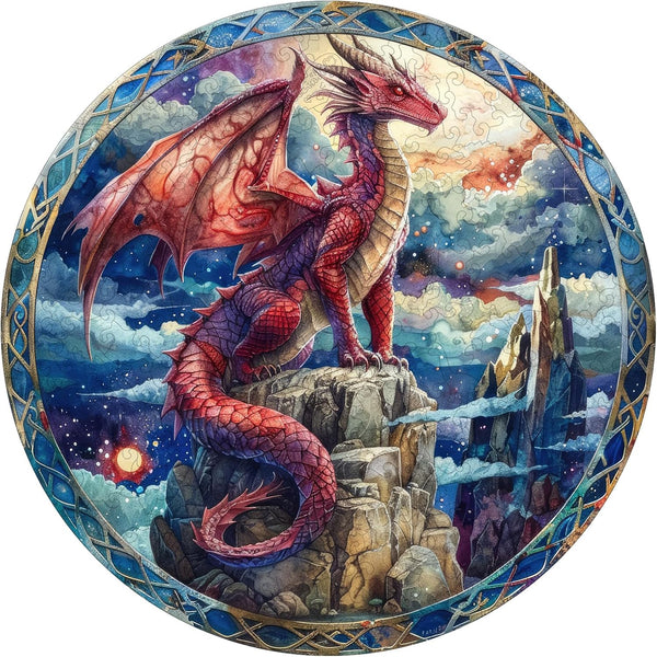 Jiroinlly Wooden Puzzles for Adults 500 Pieces, Dinosaur Starry Night, Unique Shaped