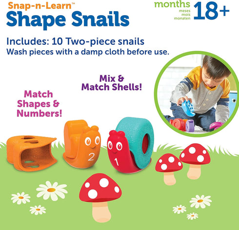 Learning Resources Snap-n-Learn Shape Snails, 20 Pieces Educational Toys