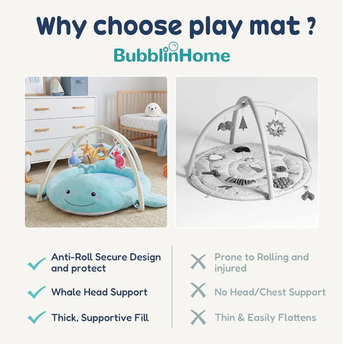 Tummy 012 Baby Play Mat, Whale Time Mat with Toys, Baby Activity Gym for Infants Months Sensory Floor Mat for Boys