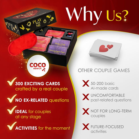 COCO ADULT 300 2 Romantic Couples Board Game Spicy Date Night Dares & Conversation Cards | Fun Player Game for Couples
