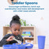 ECR4Kids My First Meal Pal Stainless Steel Spoons, Toddler Silverware, 3-Pack, White, Light Grey