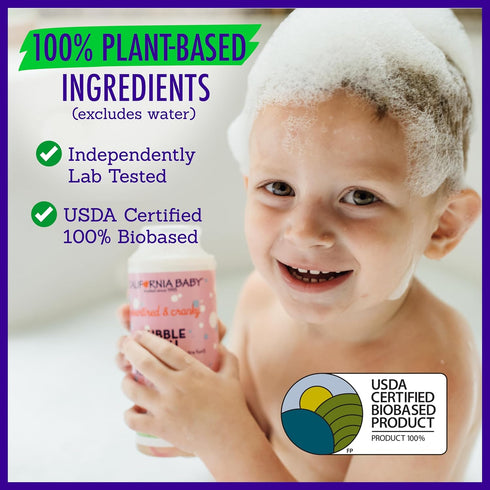 100% 384 mL 13oz California Baby Overtired & Cranky Bubble Bath | Plant-Based Kids Bubble Bath | Uplifting Scent | Baby