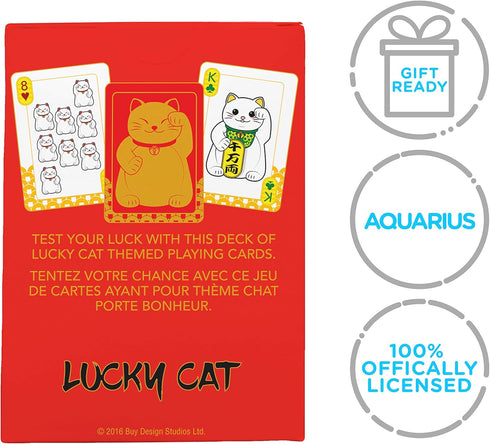 AQUARIUS Lucky Cat Playing Cards - Themed Deck for Your Favorite Card Games - Poker Size with Linen Finish