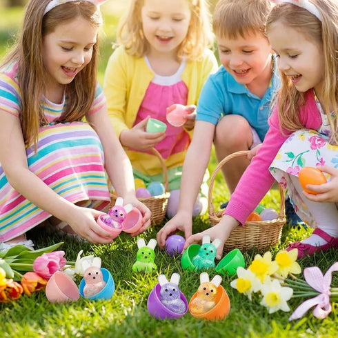 AUZXMCN 24PCS Easter Squishy,Easter Basket Stuffers Bunny Stress Balls for Kids,Easter Toys Stress Relief Fidget