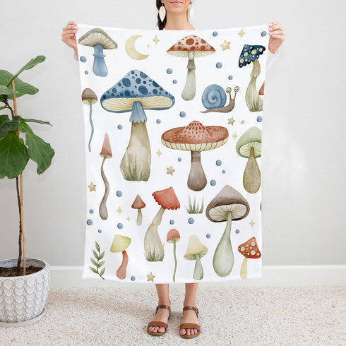Mushroom Baby Blanket, Mushroom Baby Nursery Bedding Blanket, Custom Mushroom Baby Receiving Blanket, Blanket, Baby