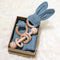 Baby Lovey, Wood Rattle, Teether Ring - 3 Pack Montessori Gift, Navy Blue Cotton, Baby Shower Gift