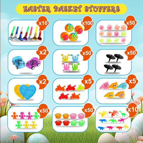 QATITP 600 Pcs Easter Basket Stuffers for Kids Party Favors,Easter Fillers,Fidget Toys,Bulk Easter Toys,Stocking