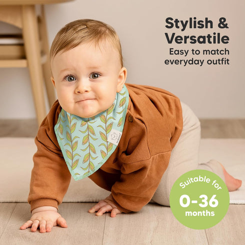 8-Pack 100% 0-36 (Countryside) KeaBabies Organic Baby Bandana Bibs for Boys, Girls - Super Absorbent Triangle Baby Bibs