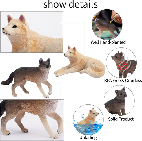 8PCS Toymany Wolf Figures Forest Animals Toy Figurines - Realistic Jungle Zoo Animal FigurinesEducational Toy Cake