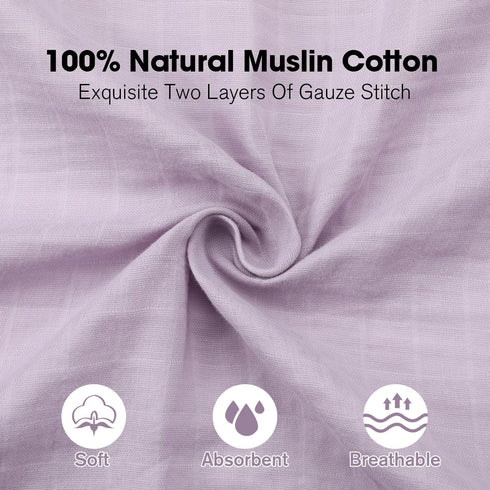 47''x47'' 4 Pack, 100% Little Grape Land Muslin Swaddle Blankets Cotton Large Size Baby Swaddles for Newborn, Soft