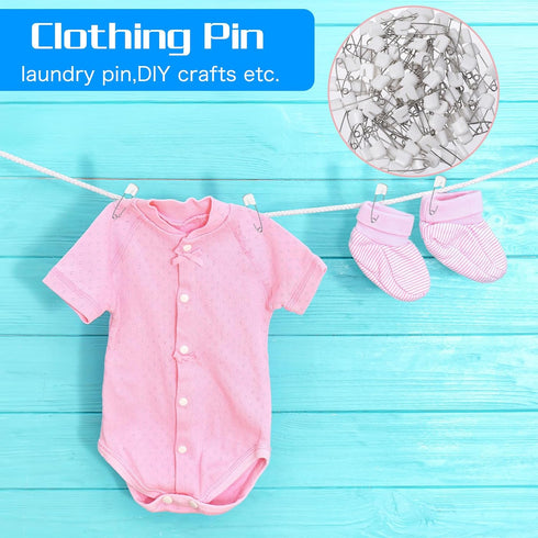 Xinjoduz 100 1.6 Inch Pieces Diaper Pins for Cloth Diapers, Plastic Head Baby Safety Pins with Locking Closures