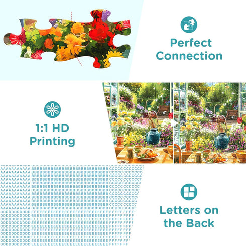 WSCXSC 500 Cozy 20.5x 15 Piece Puzzle for Adults, Kitchen and Garden View Jigsaw Puzzle, Colorful Puzzles with Flowers