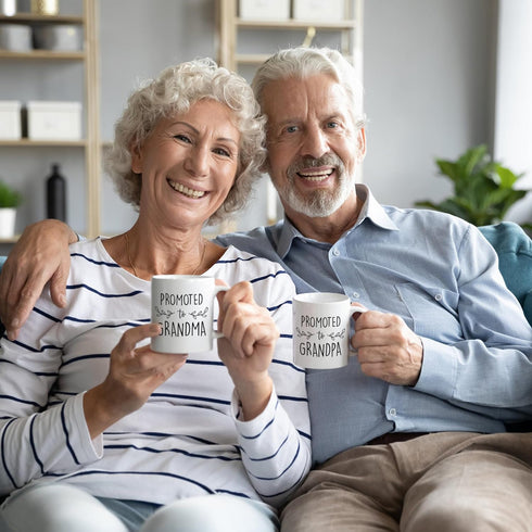 Set, Pregnancy Announcement for Grandparents, Baby Reveal Ideas Gifts - Promoted to Grandma & Grandpa Coffee Mug Sweet