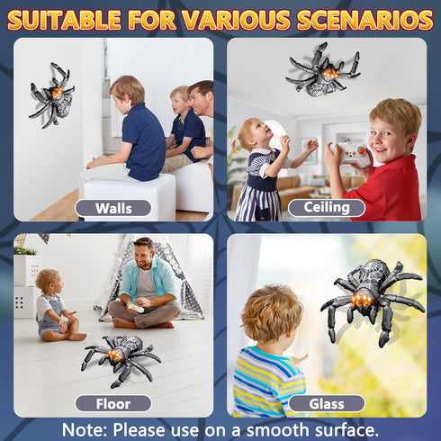 3-5 5-7 8-13, Infowush Wall Climbing Spider, Rechargeable Remote Control Spider Kids Toys, Floor/Wall Crawling Robot