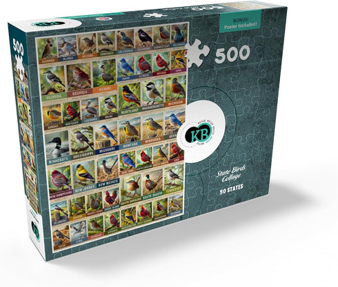 50 Vol.1 500 MyPuzzle State Birds Series: State Birds Collage, - Premium Piece Jigsaw Puzzle for Adults