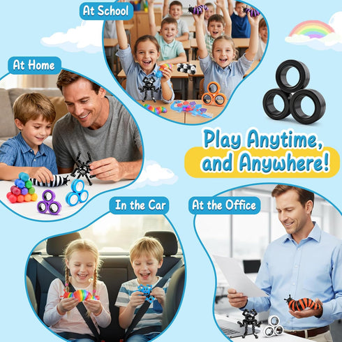 6 Pack 5-7-8-12 Fidget Toys Bulk for Kids & Adults,Sensory Travel Must Have,Autism Anxiety Stress Calm Down Must