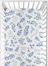 Sweet Jojo Designs Floral Leaf Fitted Crib Sheet for Baby or Toddler Bed, Blue Grey and White Boho Watercolor