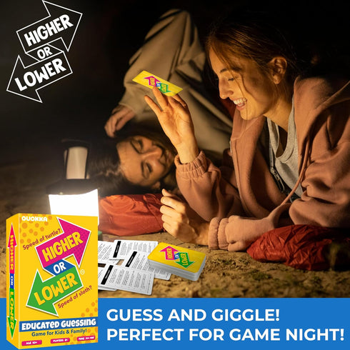 QUOKKA Board Game for Kids 8-12 - Family Card Game for Kids and Adults, Higher or Lower Guess Fun Questions