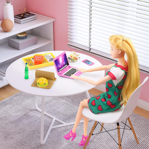 15 Pcs Mini Doll Accessories, Laptop, Tablet, Phone, Mini Food, and Backpack for 11.5 inch Dolls
