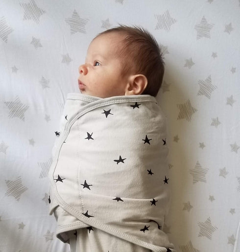 Set 3 Pack 0-3 Ely's & Co. Adjustable Swaddle Blanket Infant Baby Wrap Grey and Black Months
