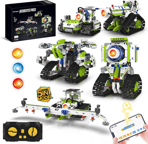 5-in-1 STEM Programmable Robotics Kit with Remote and App Control & Three-Color