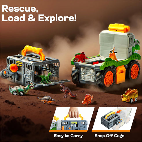 3-5, 2 6 3 4 5+ JOVA Vroomix Dinosaur Toys for Kids Dinosaur Carrier Truck with Pcs Cars and Pcs Figures for Toddlers